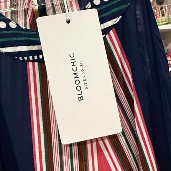 Nwt Bloomchic Halter Geometric Print Slit Dress 18/20 Stripes - Picture 7 of 10